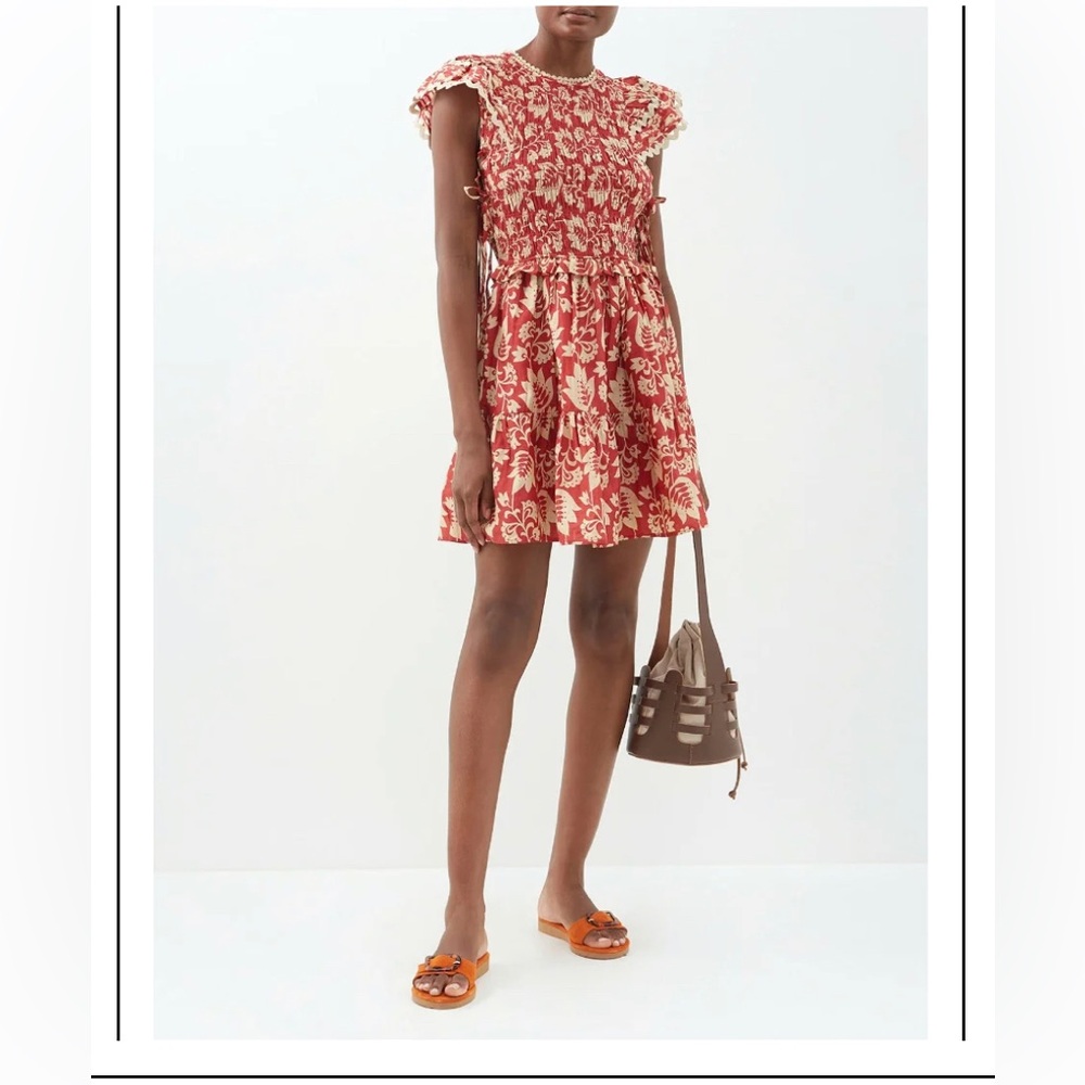 Sea New York Women's Linda Short Sleeve Smocked Dress - Red